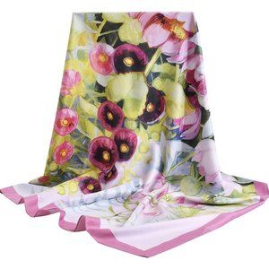 100% SILK SCARF - Large 35" SQUARE HAIR WRAP Scarf